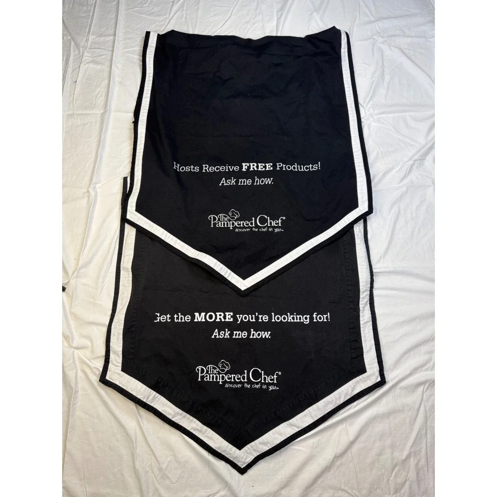 Pampered Chef Consultant Table Runner Black White Logo Host Join Party Display